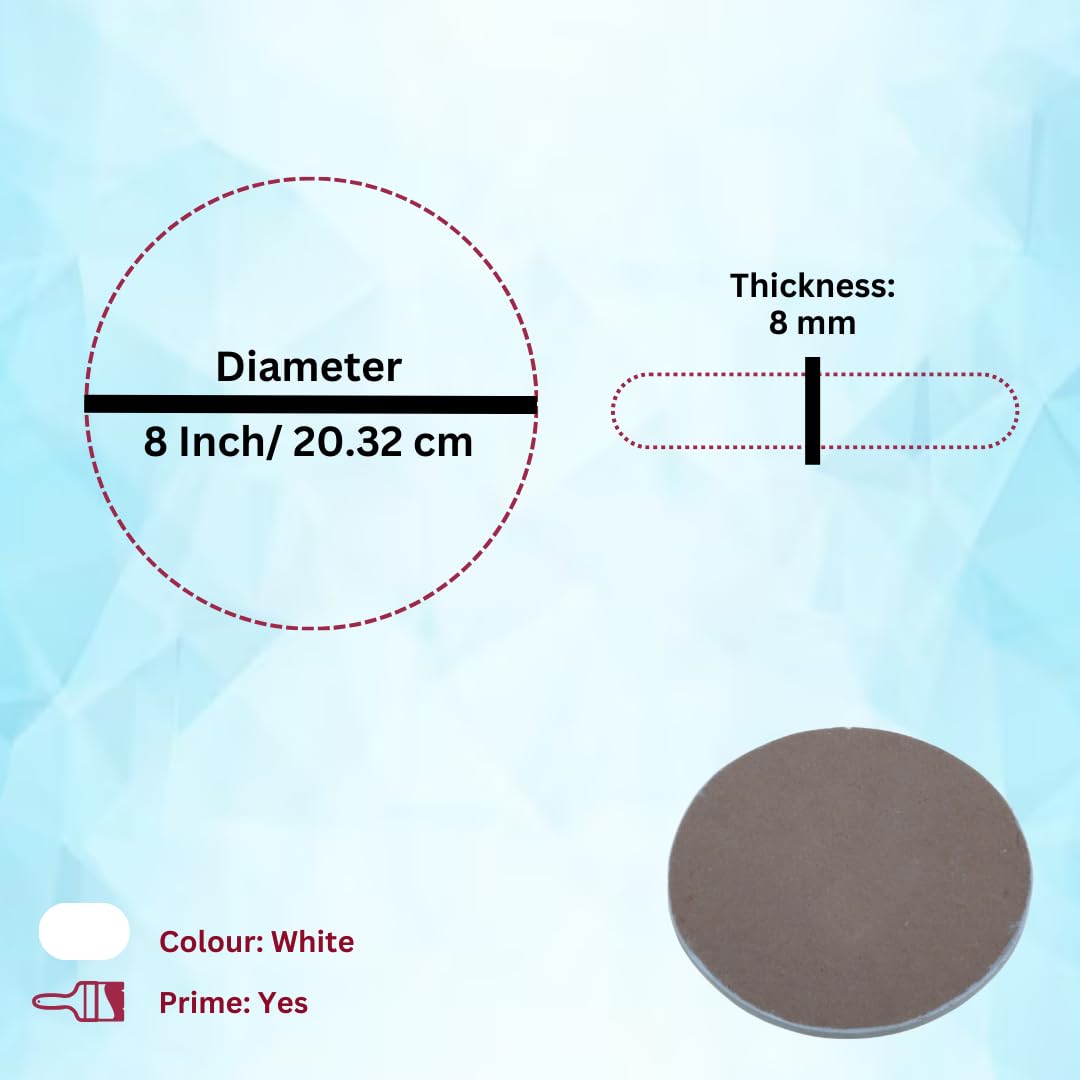 Art Essence 19mm Thickness Round Circle Mdf Hard Unfinished Wood Canvas Board f | Ideal For DIY Arts such as Resin Art, Acrylic Art, Decoration, and gifting | Durable And Long-Lasting | Small (20.32 CM Diameter)
