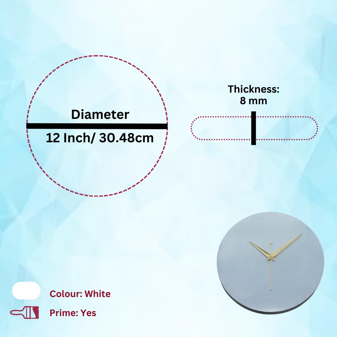 Art Essence 8mm Thickness DIY Blank MDF Round Wall Clock Base | Cake Board, White (30.48 CM Diameter)